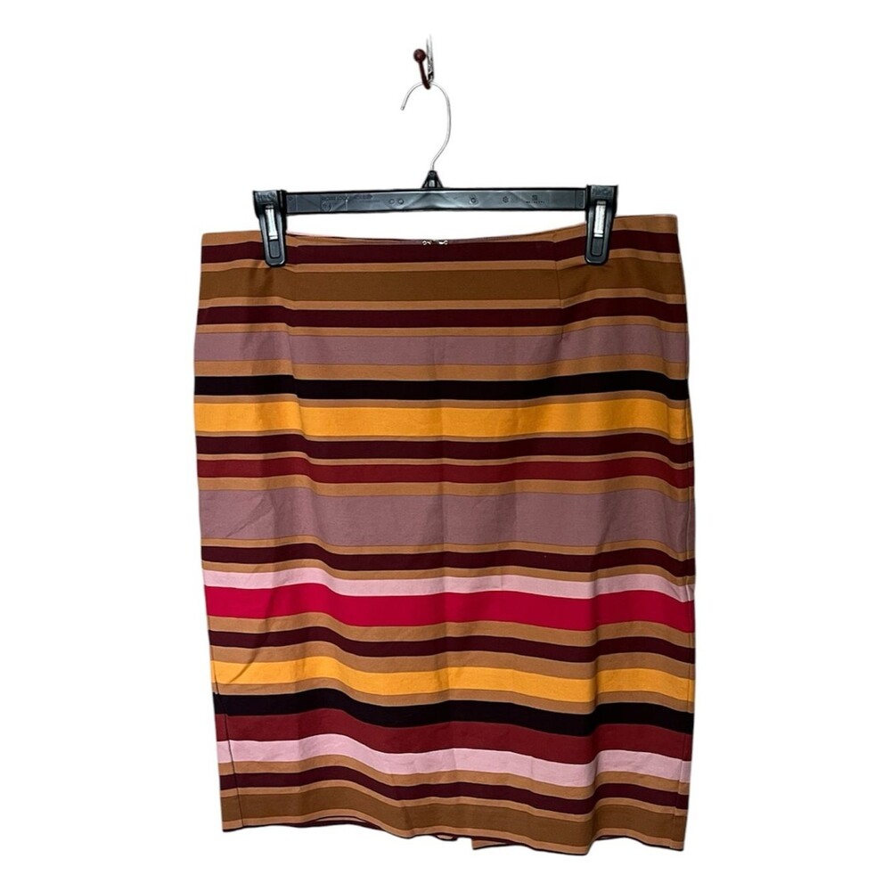 Lord & Taylor Cotton-Blend Multicolor Striped Pencil Skirt with Zipper Size 14W